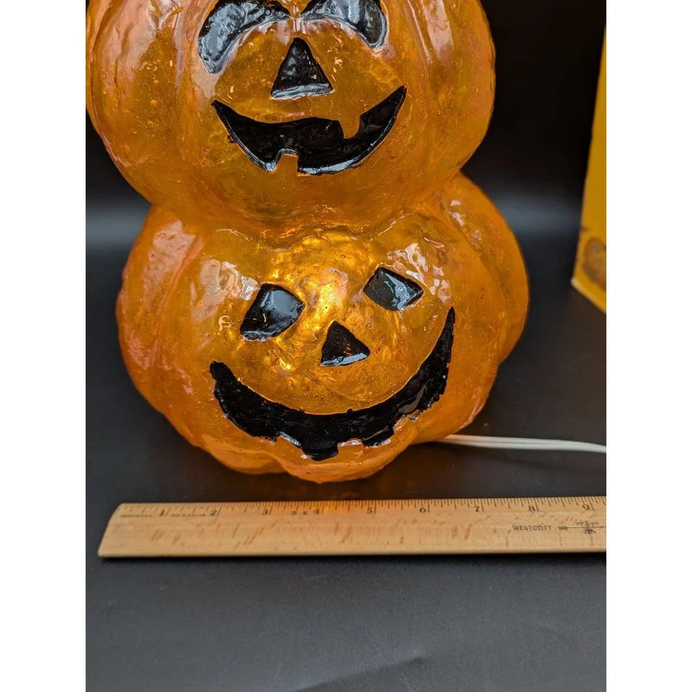 VTG? Halloween Fiberglass Pumpkin Totem Lamp Light 16 in